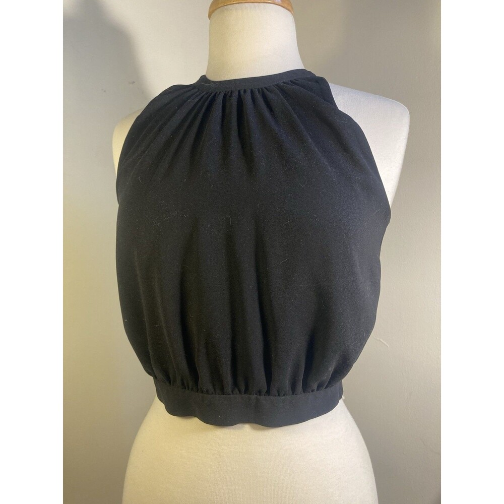 Aritzia Wilfred Patrice Cropped Top Halter Blouse Black Size Small Tie Back